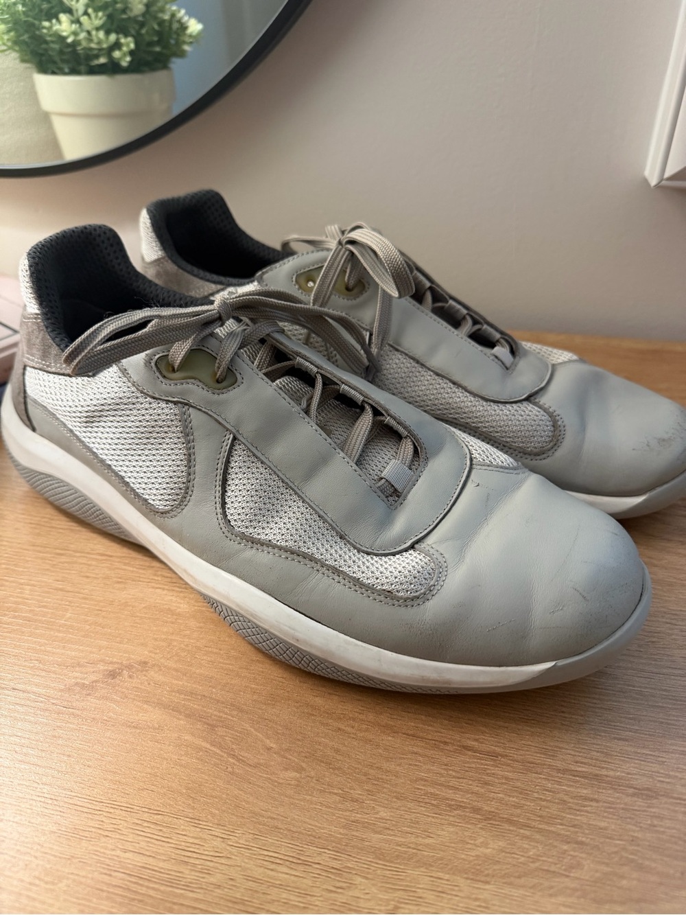 Prada Cup Men's Gray Casual Lace-Up Sneakers - Picture 4 of 16